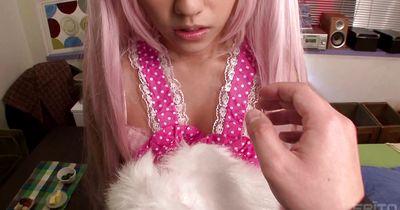 Enticing young Rina Rukawa enjoys shaking her shapes