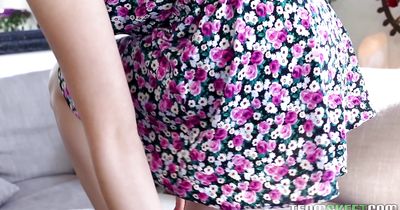 Nude brunette gal Nickey Huntsman's perfect boobs hang low while being intensely doggy styled