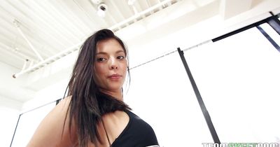 Ambitious teen girl Gina Valentina lets a pal pick her up and fuck her