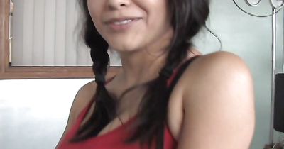 Adorable latin gal Evie Dellatossa with firm natural tits blows her fucker before fucking him