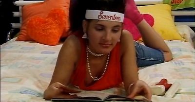 Luscious brunette ebony Denice B is taking every inch of his huge cock