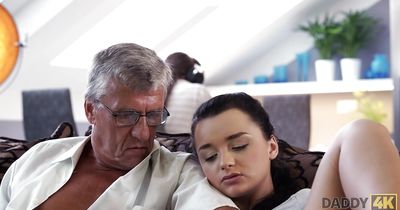 Brunette kitty stands in various positions fucking